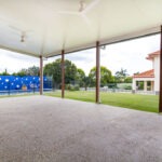 Outdoor entertainment area and pool